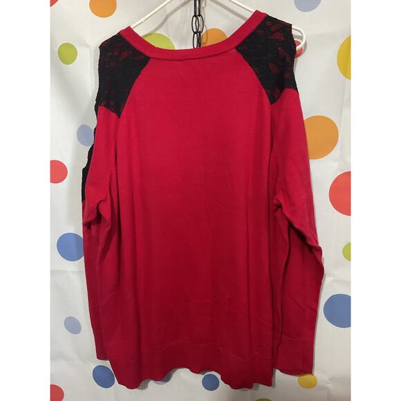 Torrid Size 4 Sweater Cutout Sleeves Red Blk - Picture 8 of 11